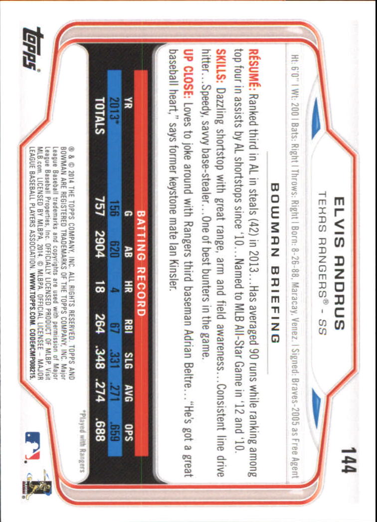 A0983- 2014 Bowman Hometown Baseball Card #s 1-220 -You Pick- 15+ FREE US SHIP - Picture 235 of 359