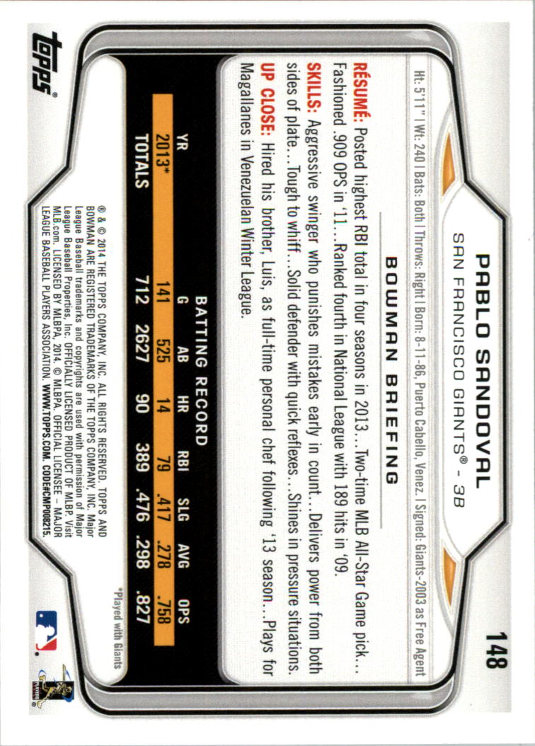 A0983- 2014 Bowman Hometown Baseball Card #s 1-220 -You Pick- 15+ FREE US SHIP - Picture 241 of 359