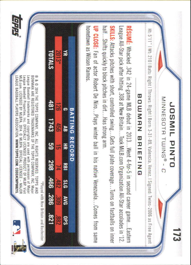 A0983- 2014 Bowman Hometown Baseball Card #s 1-220 -You Pick- 15+ FREE US SHIP - Picture 279 of 359