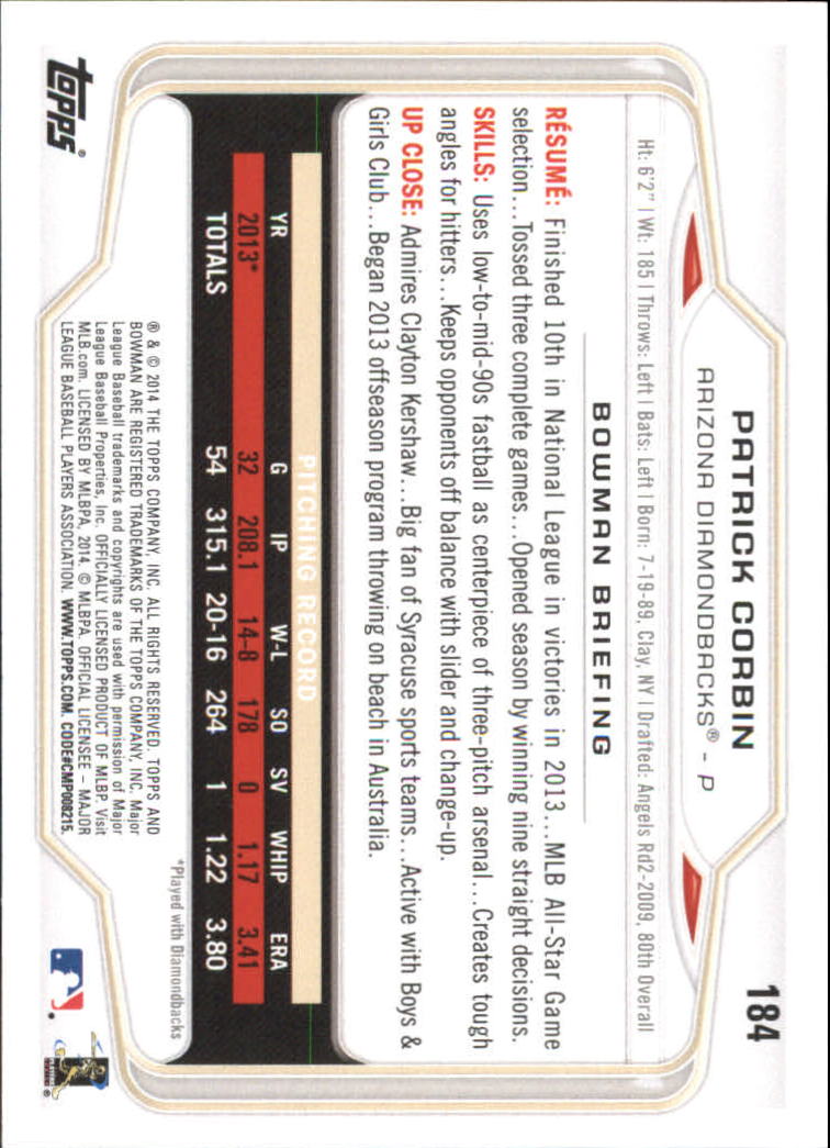 A0983- 2014 Bowman Hometown Baseball Card #s 1-220 -You Pick- 15+ FREE US SHIP - Picture 295 of 359