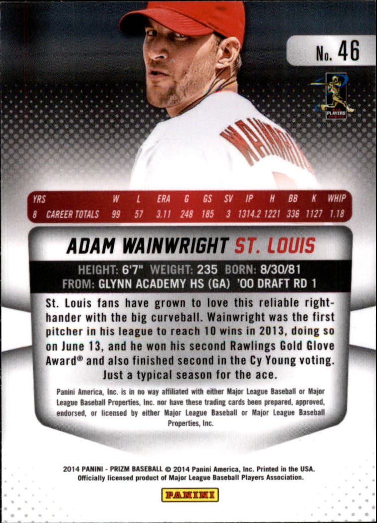 2014 Panini Prizm #46 Adam Wainwright back image