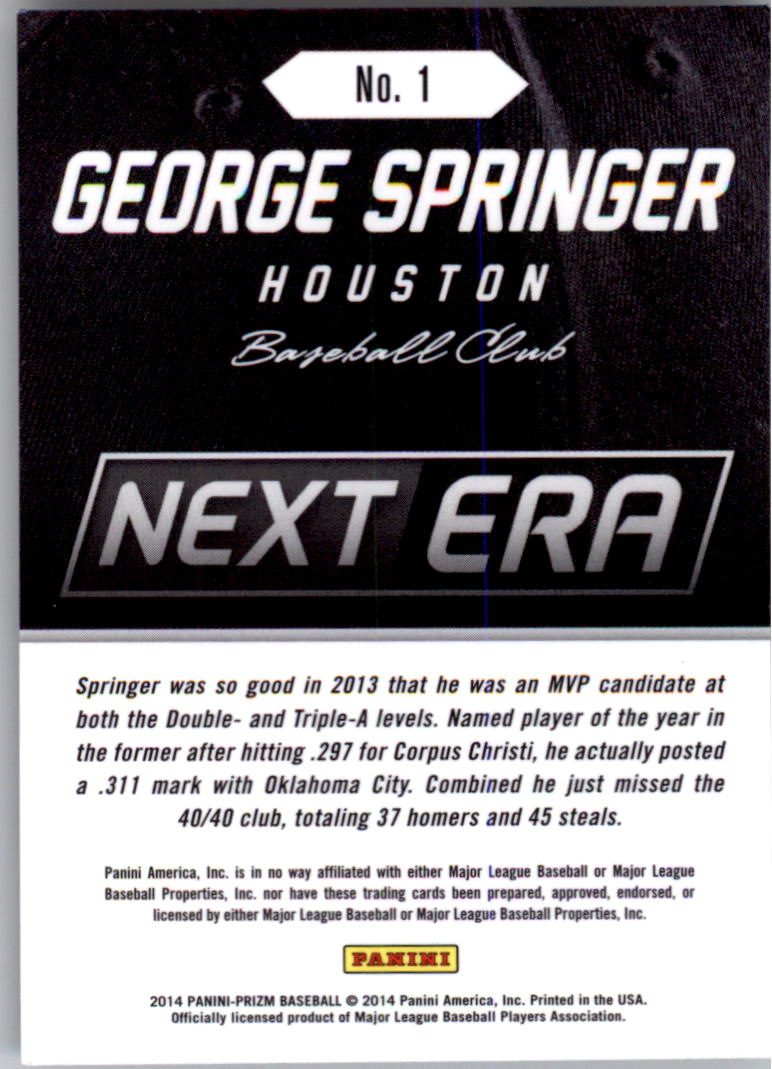 2014 Panini Prizm Next Era #1 George Springer back image
