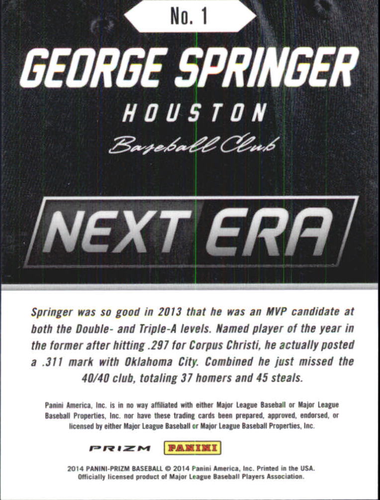 2014 Panini Prizm Next Era Prizms #1 George Springer back image