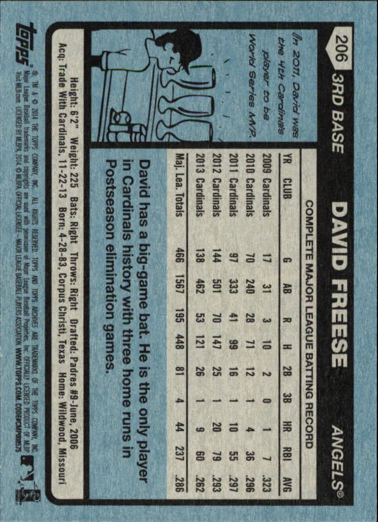 2014 Topps Archives #206 David Freese SP back image