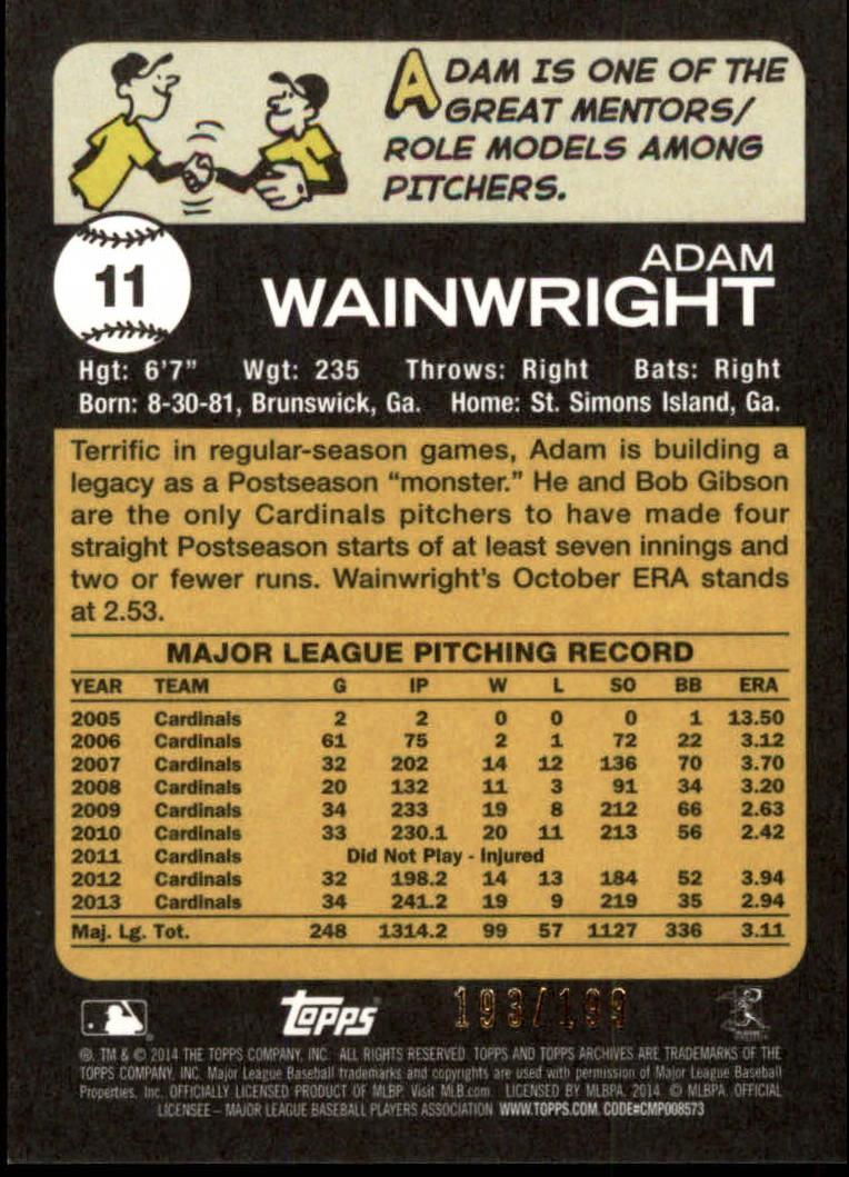 2014 Topps Archives Gold #11 Adam Wainwright back image
