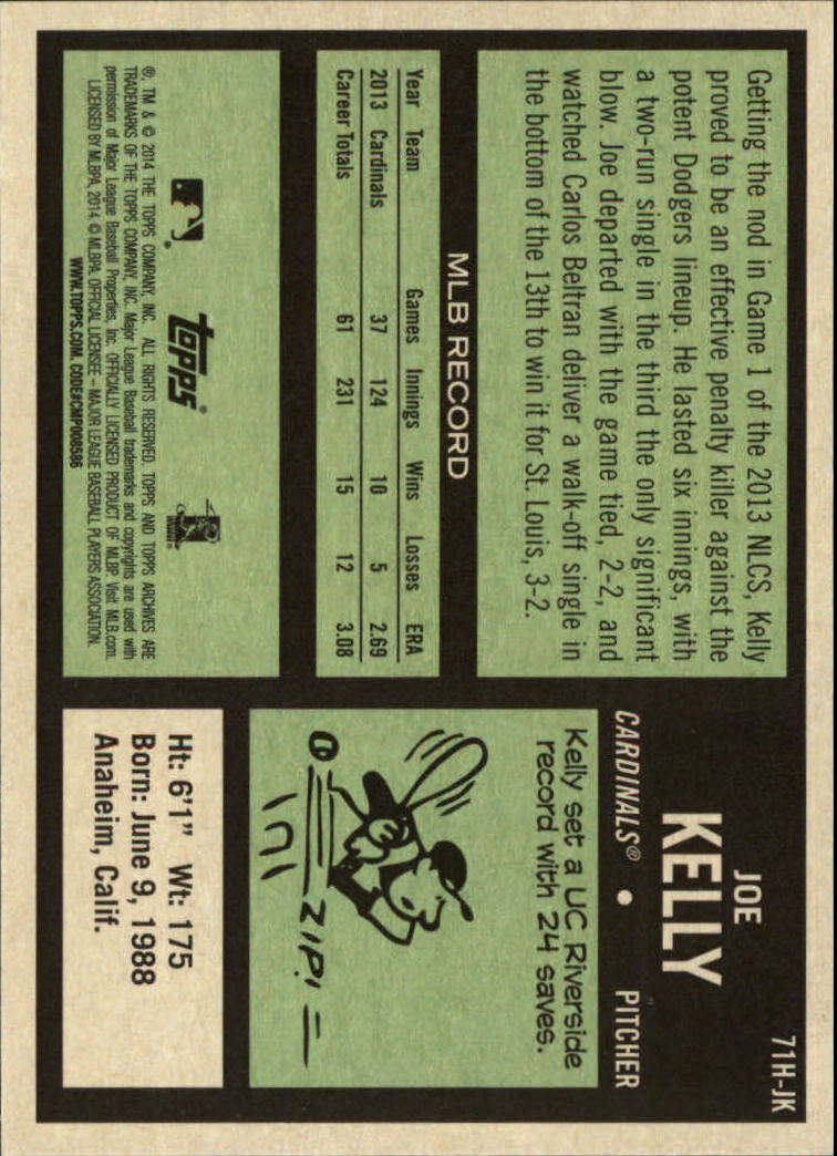2014 Topps Archives '71-72 Hockey #71HJK Joe Kelly back image