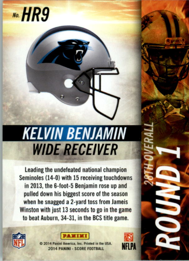 2014 Score Hot Rookies #HR9 Kelvin Benjamin back image