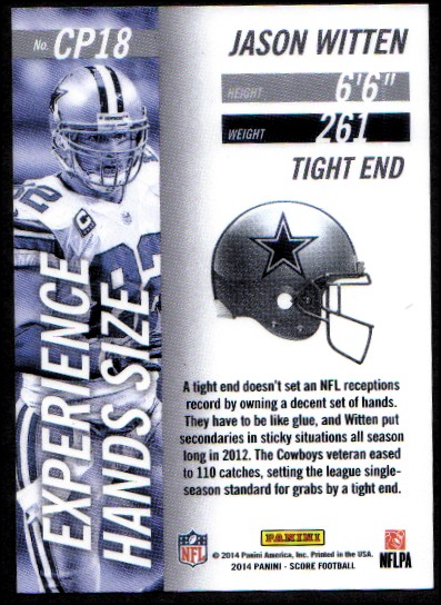 2014 Score Complete Players #CP18 Jason Witten back image