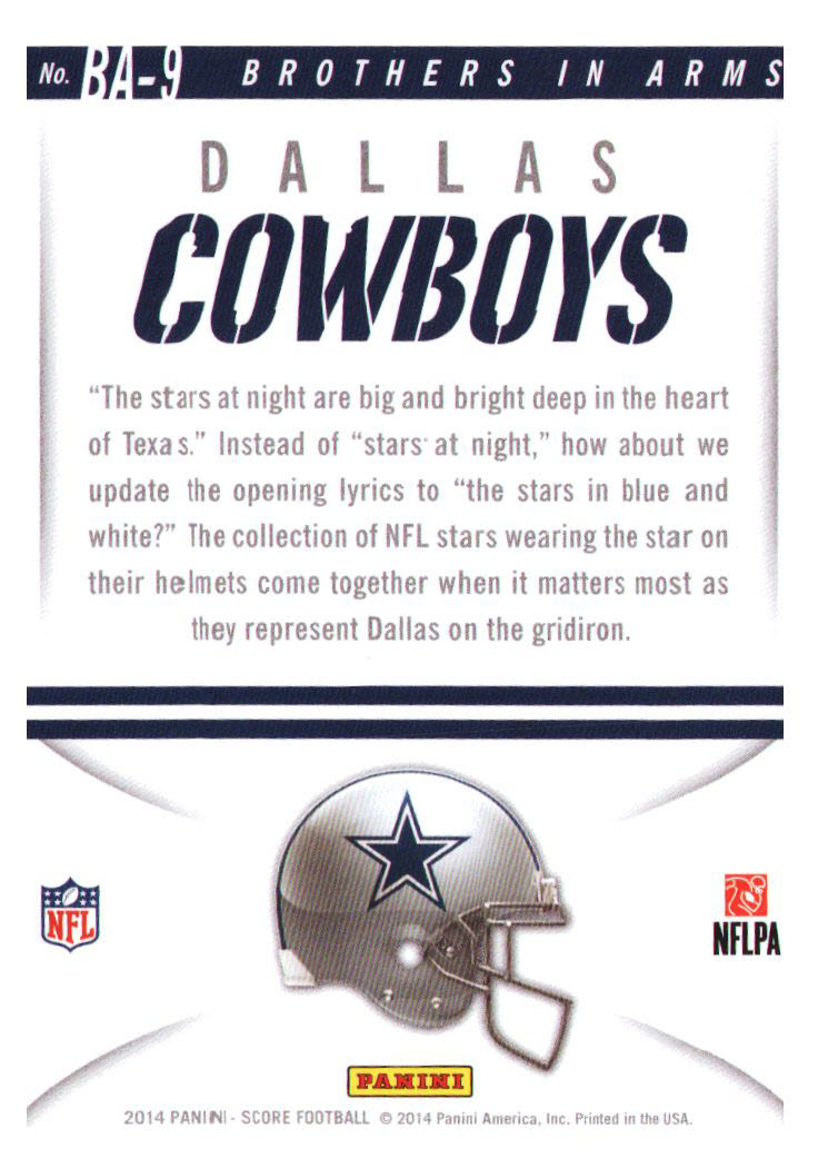 2014 Score Brothers In Arms Blue #BA9 Dallas Cowboys/Jason Witten/Miles Austin back image