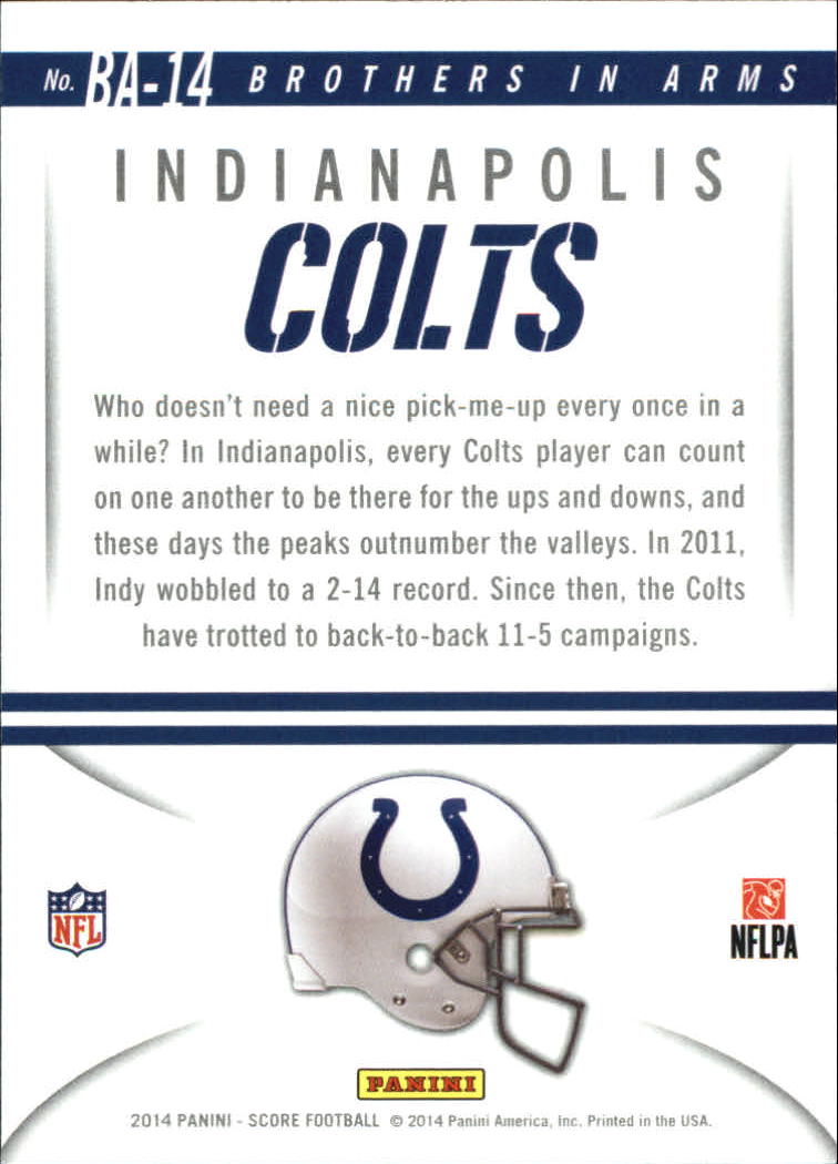 2014 Score Brothers In Arms Blue #BA14 Indianapolis Colts/T.Y. Hilton/Gosder Cherilus back image