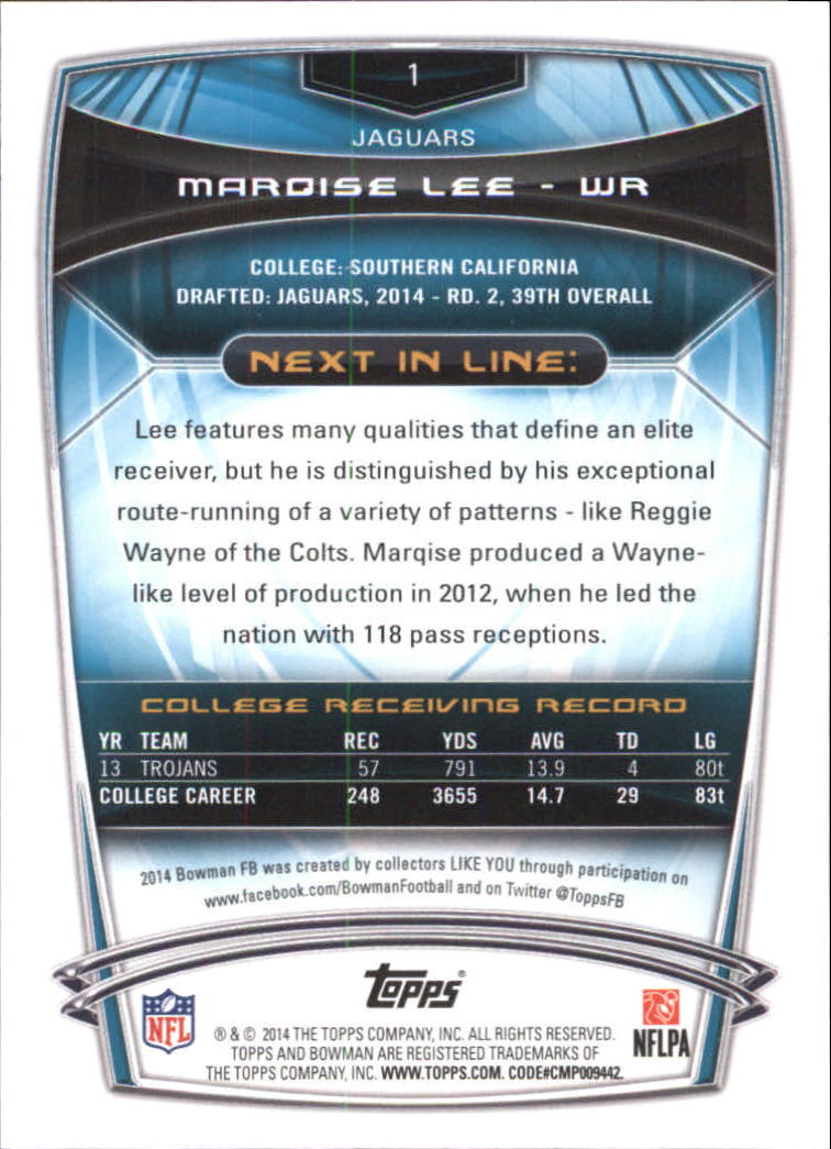 2014 Bowman Rainbow Black #R1 Marqise Lee back image