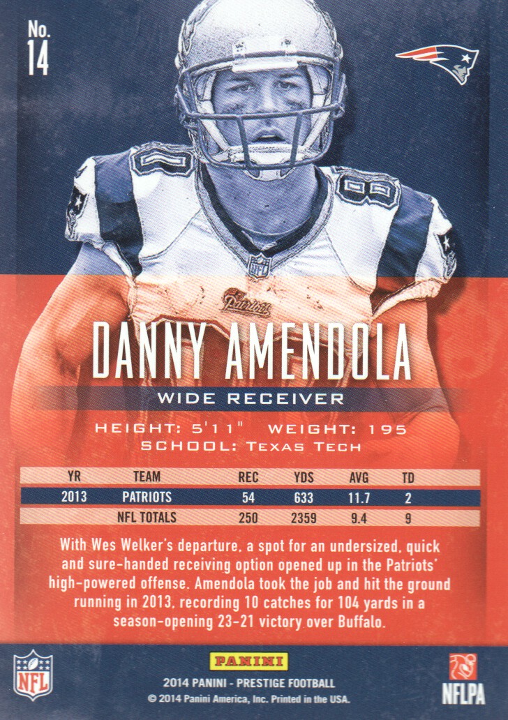 DANNY AMENDOLA ROOKIE CARD St. Louis Rams GRIDIRON GEAR Football RC  Patriots WR!