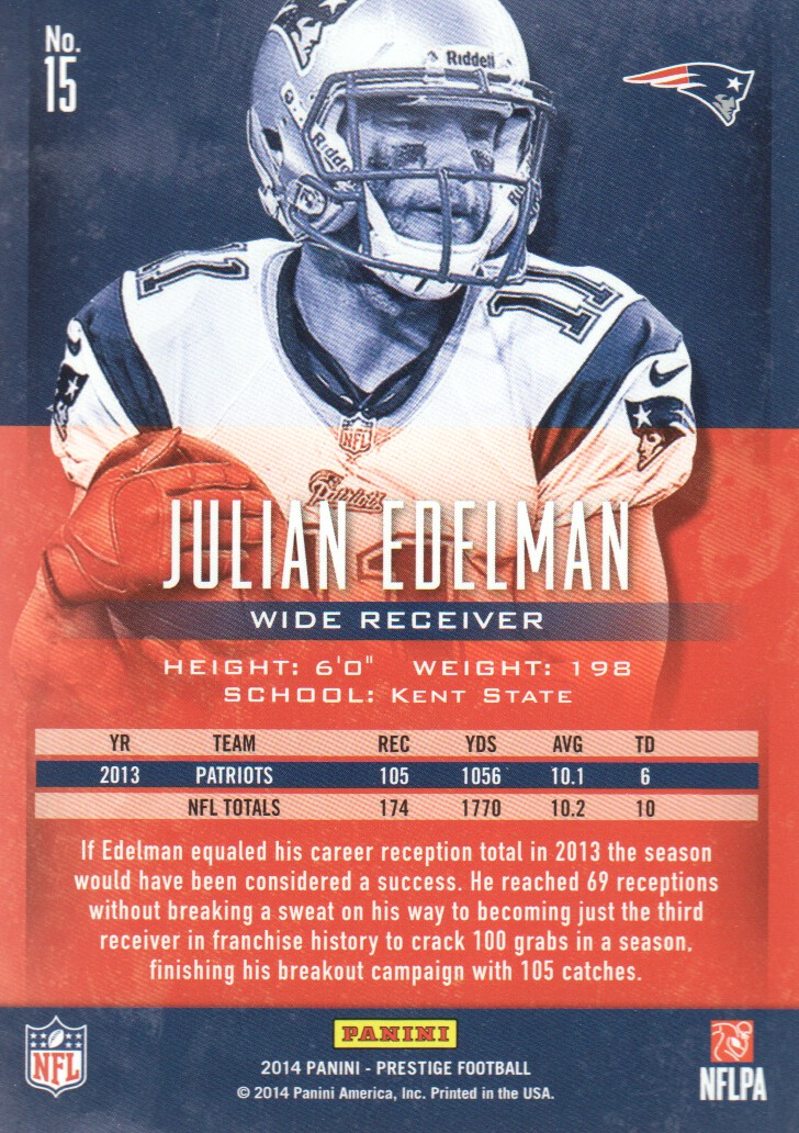 2014 Prestige #15 Julian Edelman back image