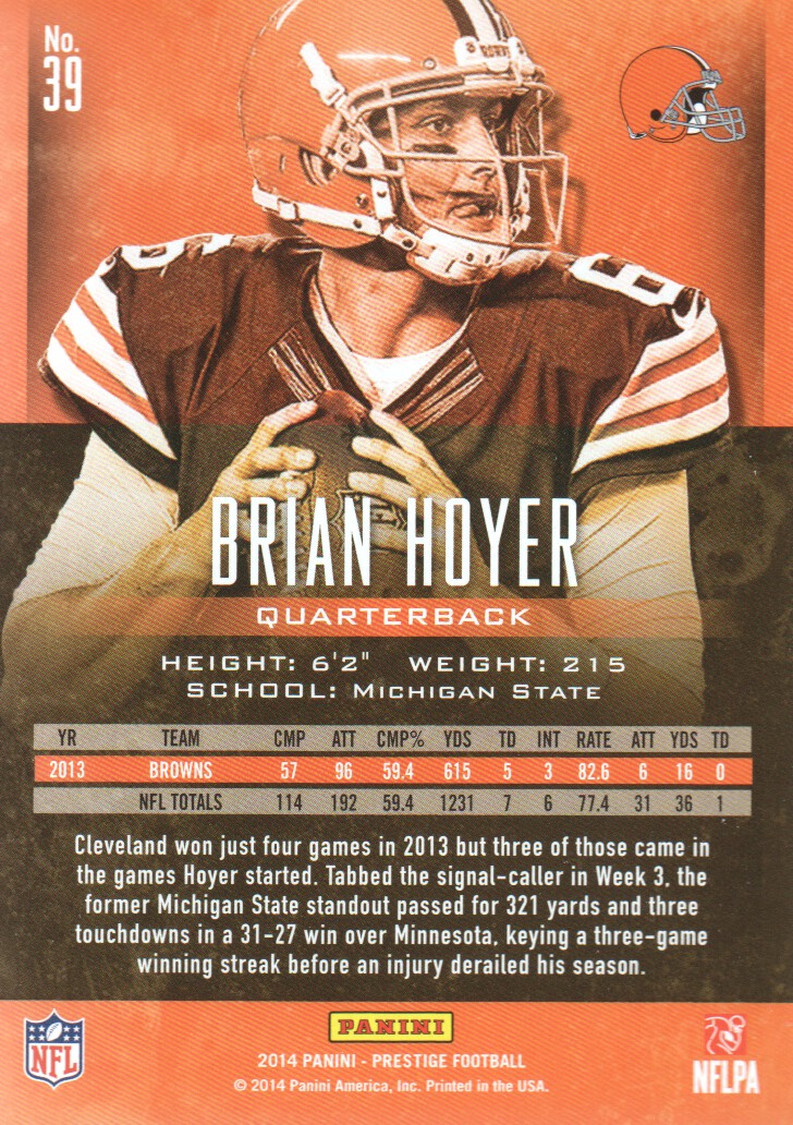 2014 Prestige #39 Brian Hoyer back image