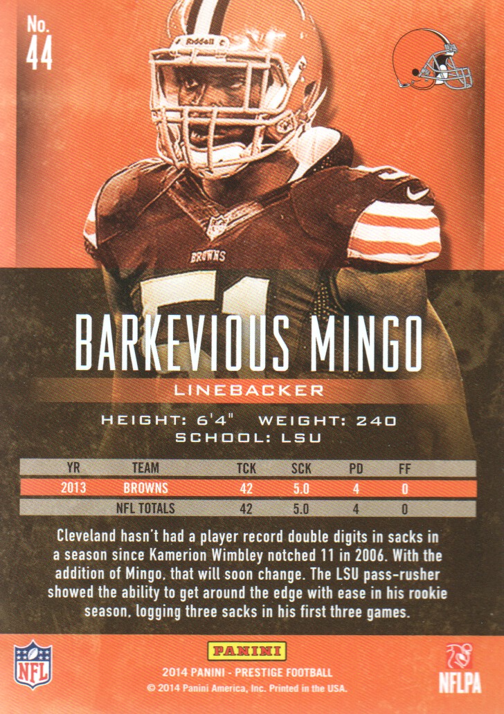 2014 Prestige #44 Barkevious Mingo back image