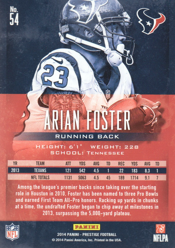 2014 Prestige #54 Arian Foster back image