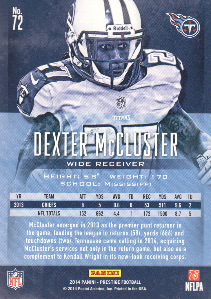 2014 Prestige #72 Dexter McCluster back image