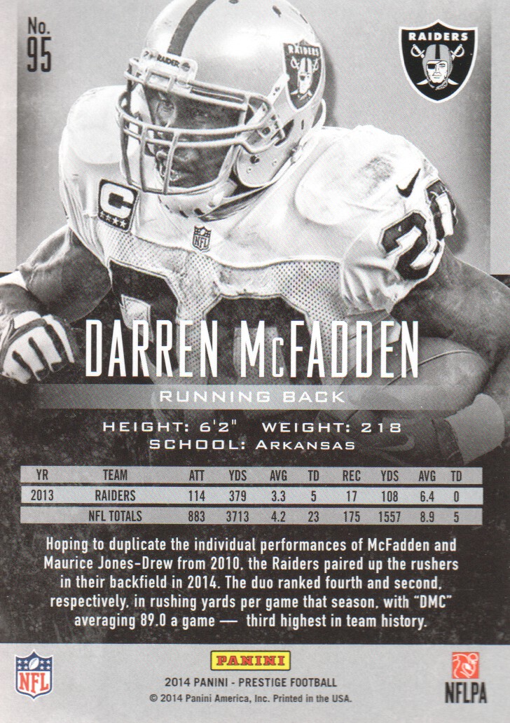 2014 Prestige #95 Darren McFadden back image
