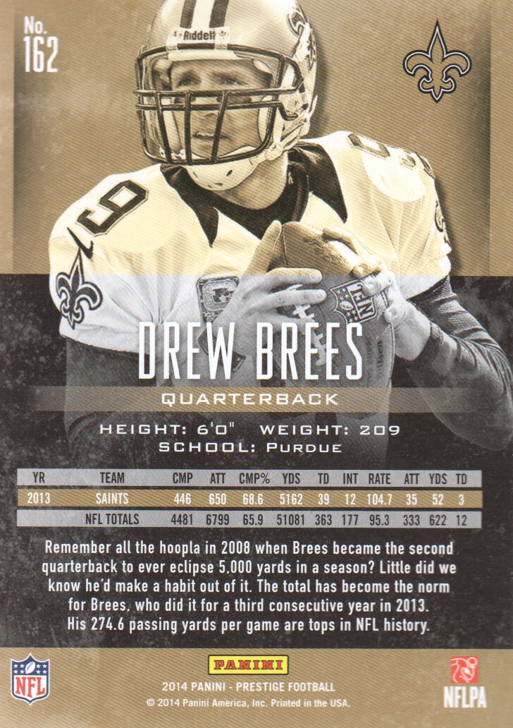 2014 Prestige #162 Drew Brees back image