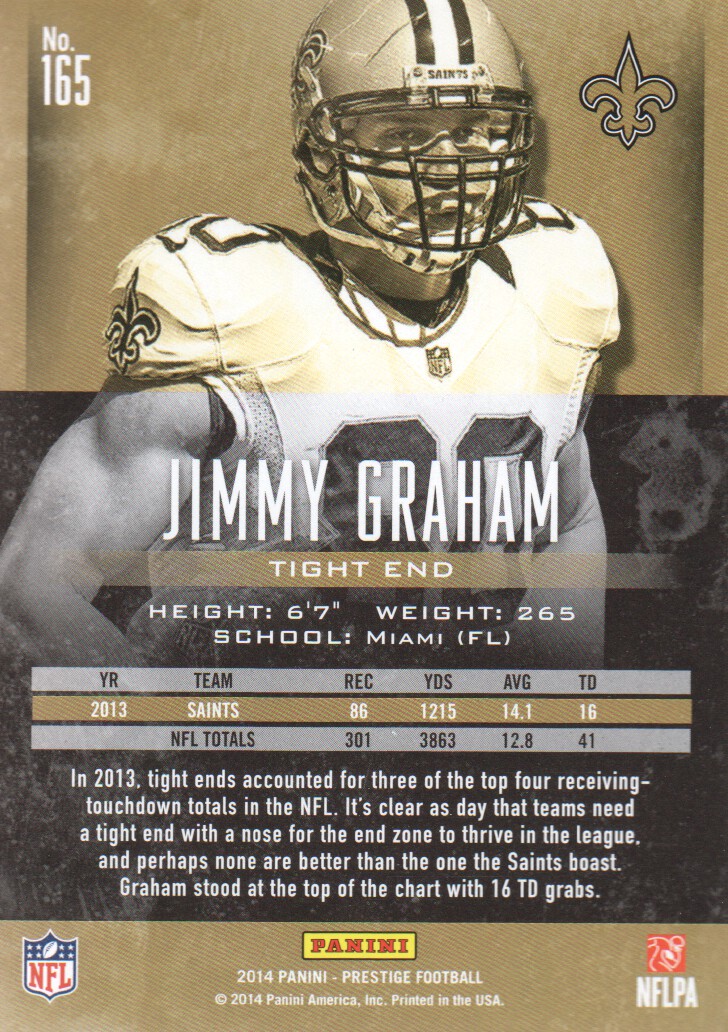 2014 Prestige #165 Jimmy Graham back image