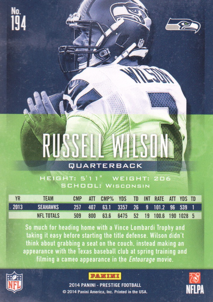 2014 Prestige #194 Russell Wilson back image