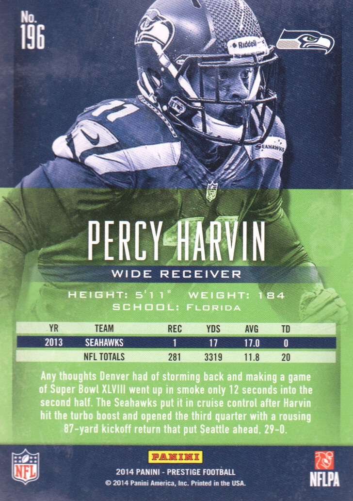 2014 Panini PERCY HARVIN Seattle Seahawks Super Bowl XLVIII