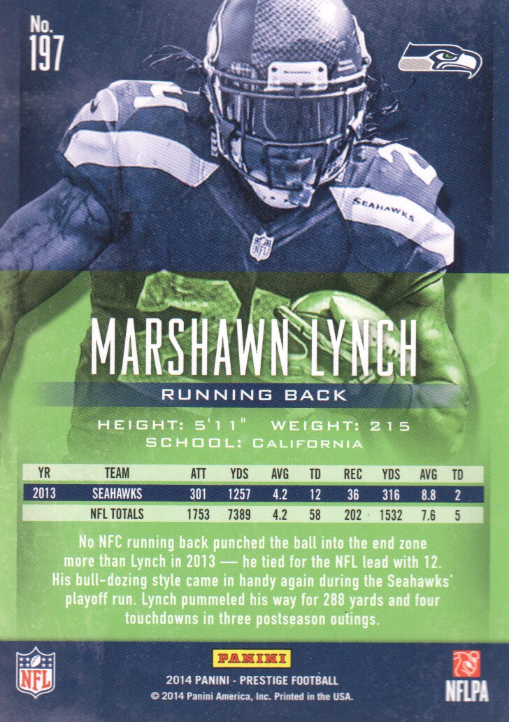 2014 Prestige #197 Marshawn Lynch back image