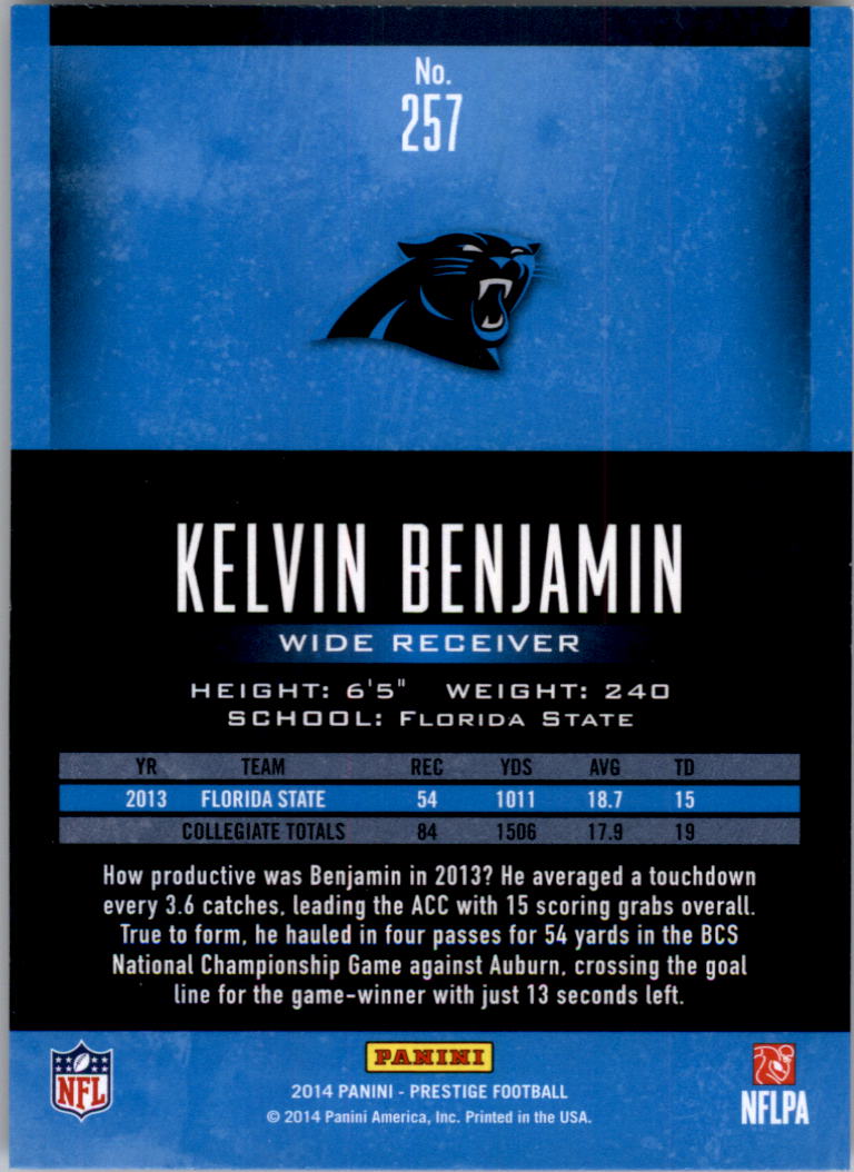 2014 Prestige Extra Points Red #257 Kelvin Benjamin back image