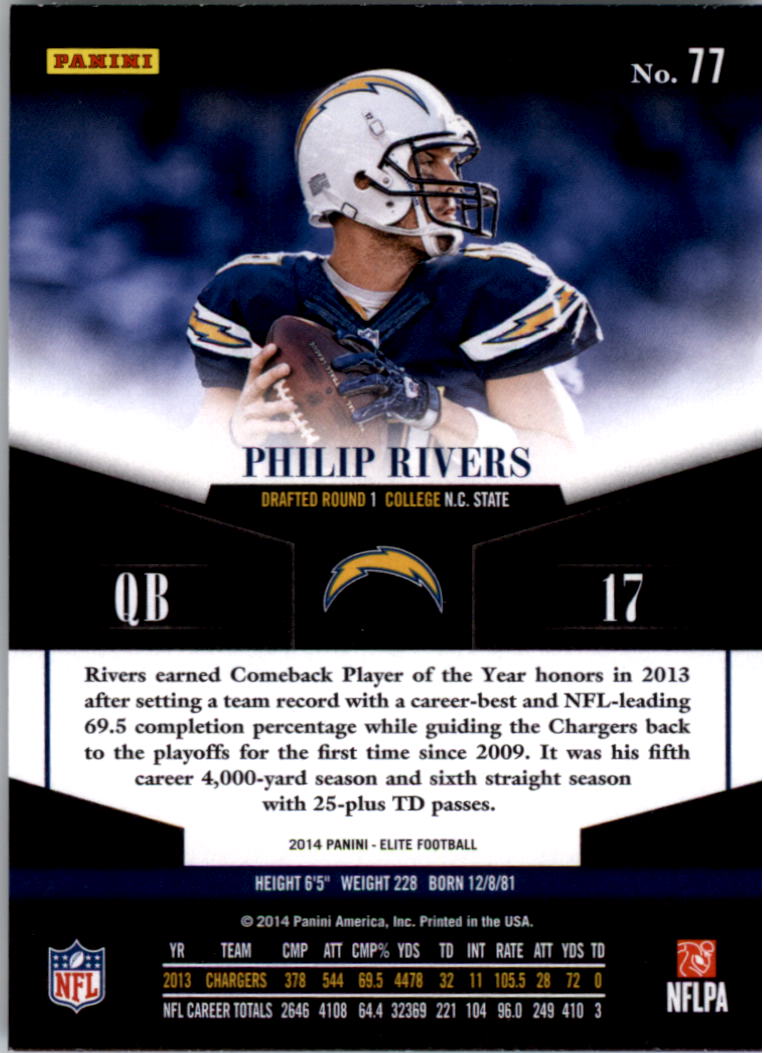 2014 Elite #77 Philip Rivers back image