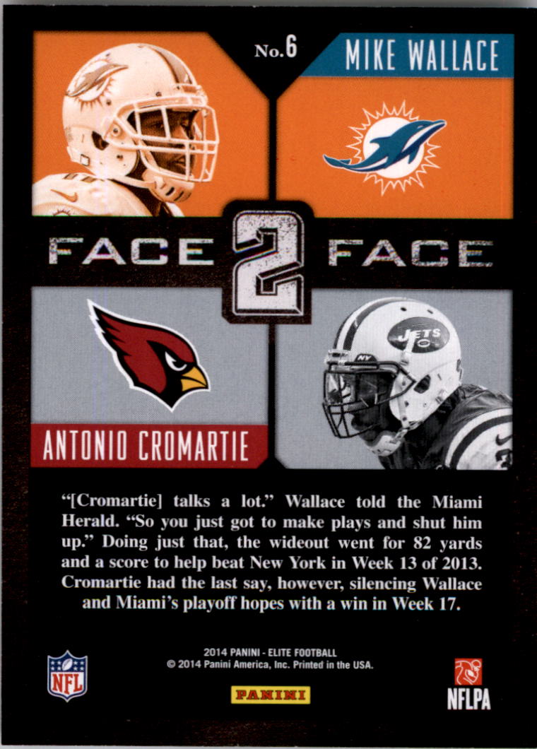 2014 Elite Face 2 Face Silver #6 Antonio Cromartie/Mike Wallace back image
