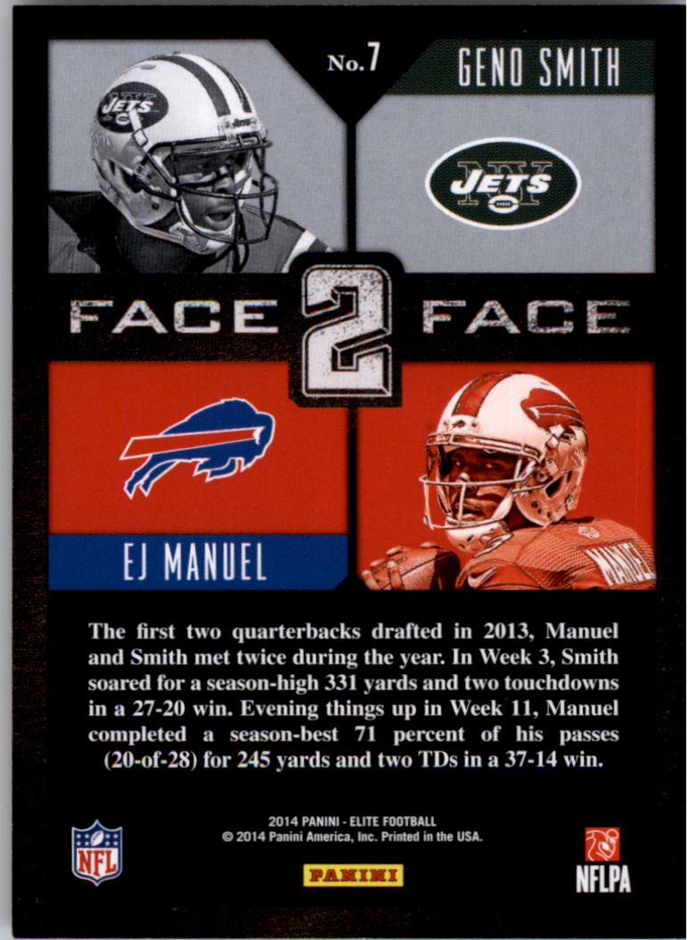 2014 Elite Face 2 Face Silver #7 EJ Manuel/Geno Smith back image