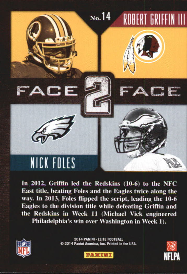 2014 Elite Face 2 Face Silver #14 Robert Griffin III/Nick Foles back image