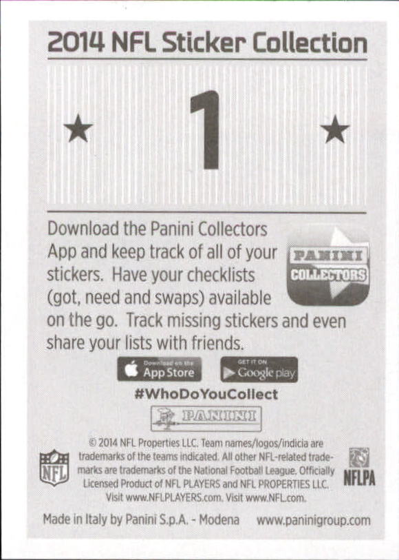 B2336- 2014 Panini Stickers Football Card #s 1-250 -You Pick- 15+ FREE US SHIP - Picture 3 of 224