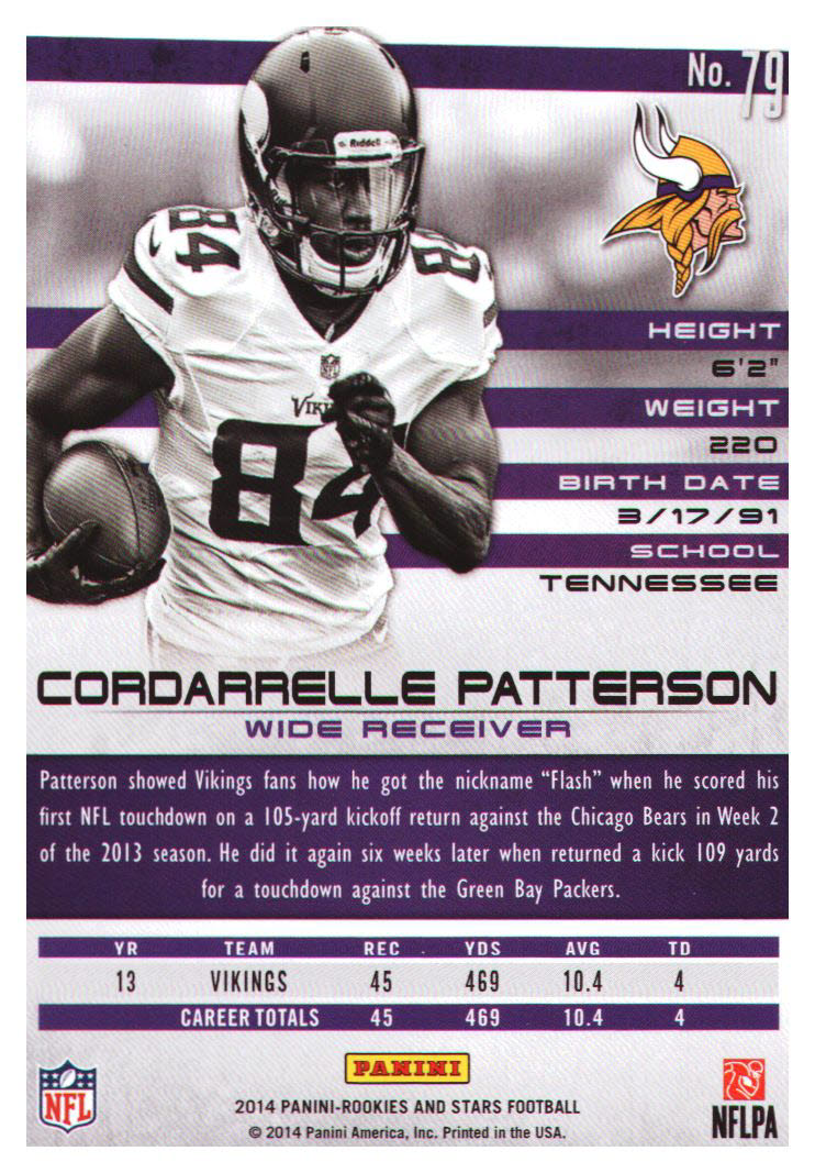 2014 Rookies and Stars #79 Cordarrelle Patterson back image