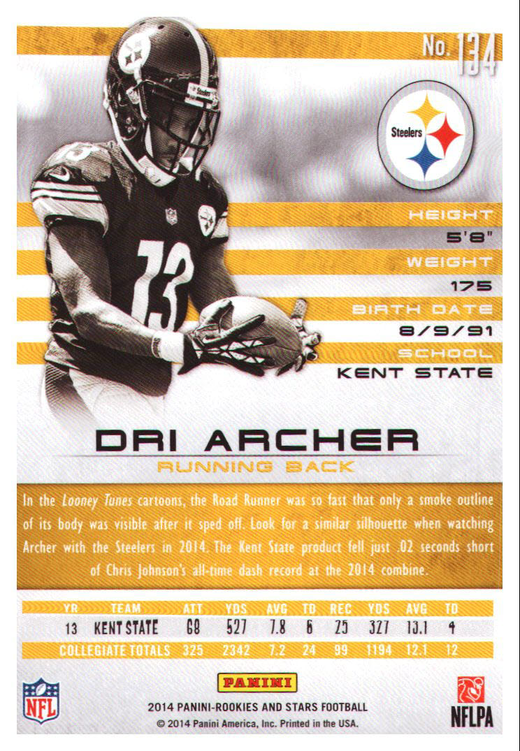 2014 Rookies and Stars #134 Dri Archer RC back image
