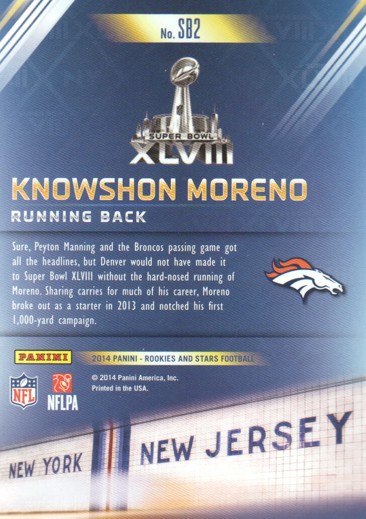 2014 Rookies and Stars Super Bowl #2 Knowshon Moreno back image