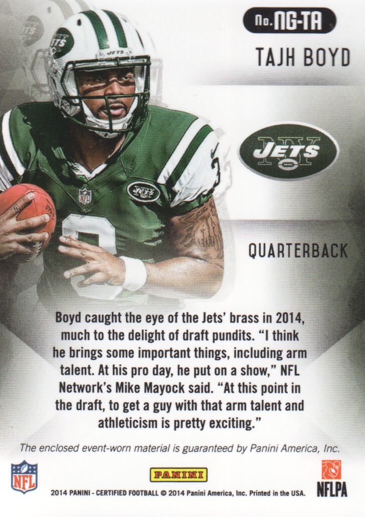 2014 Certified New Generation Materials #NGTB1 Tajh Boyd back image