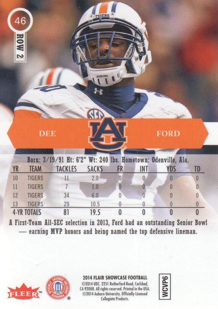 2014 Flair Showcase #46 Dee Ford R2 back image