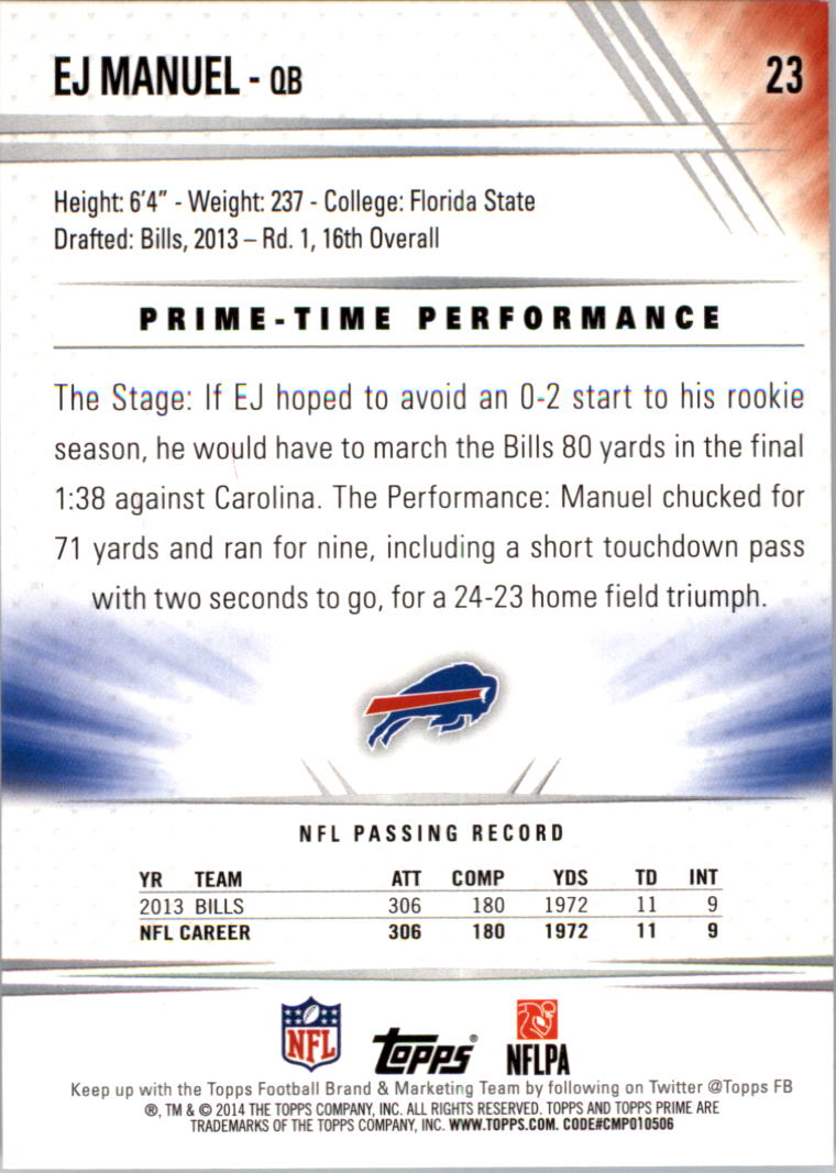 B2373- 2014 Topps Prime FB Card #s 1-150 +Inserts -You Pick- 15+ FREE US SHIP - Picture 51 of 373