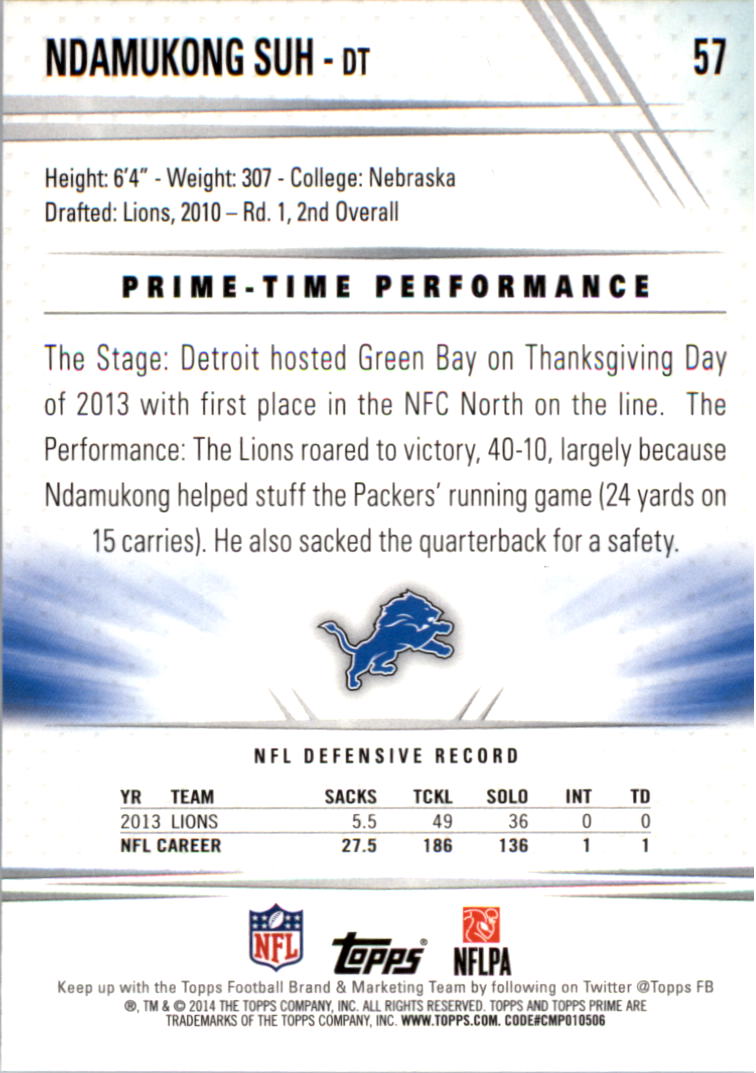 B2373- 2014 Topps Prime FB Card #s 1-150 +Inserts -You Pick- 15+ FREE US SHIP - Picture 119 of 373