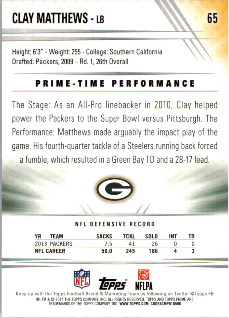 B2373- 2014 Topps Prime FB Card #s 1-150 +Inserts -You Pick- 15+ FREE US SHIP - Picture 135 of 373