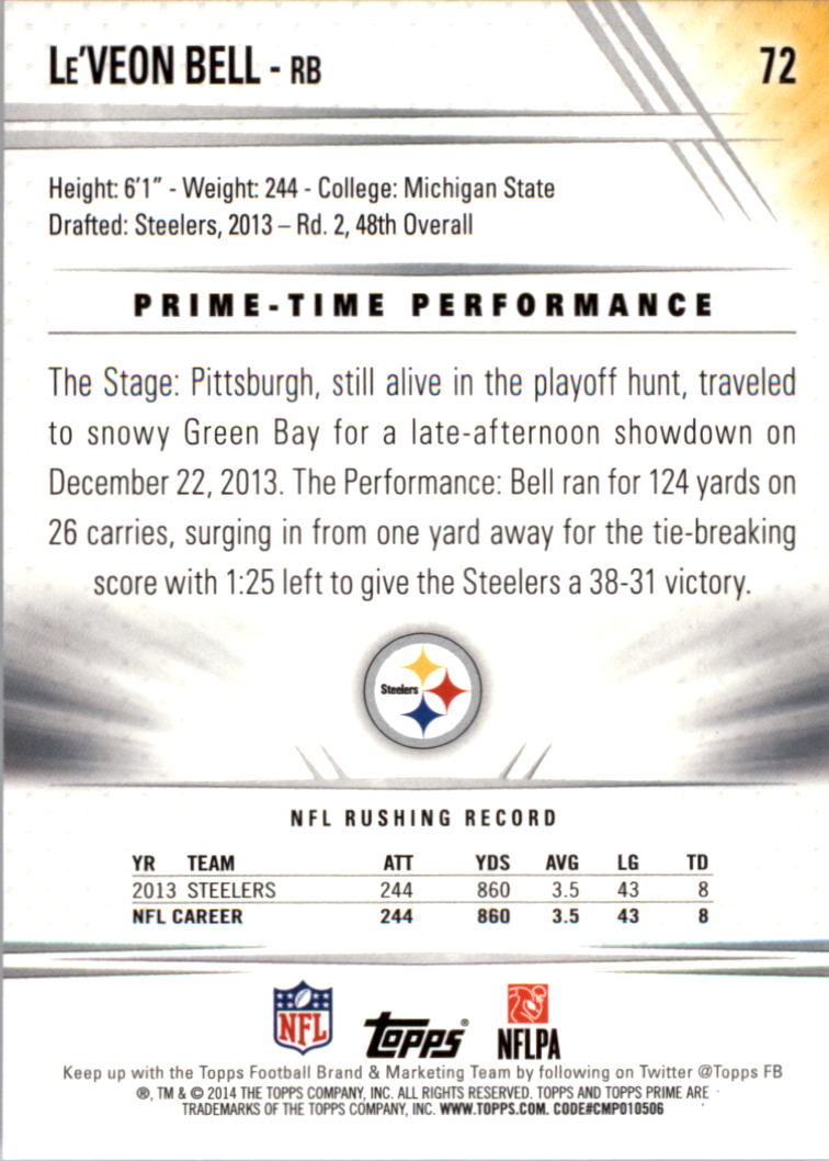 B2373- 2014 Topps Prime FB Card #s 1-150 +Inserts -You Pick- 15+ FREE US SHIP - Picture 149 of 373