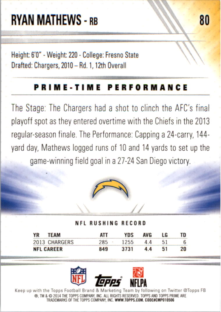 B2373- 2014 Topps Prime FB Card #s 1-150 +Inserts -You Pick- 15+ FREE US SHIP - Picture 165 of 373