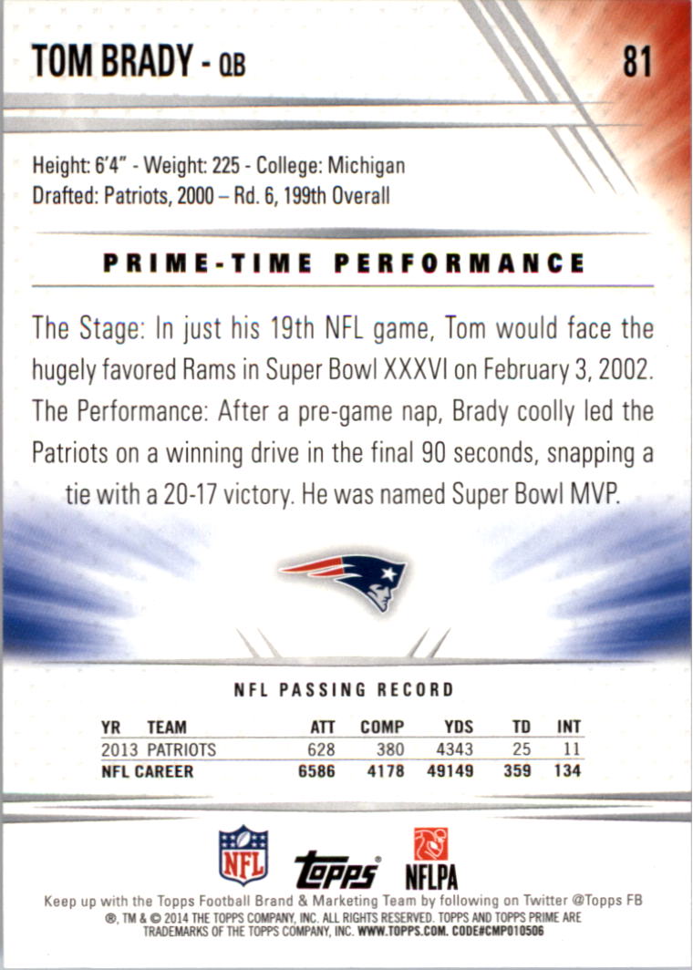 B2373- 2014 Topps Prime FB Card #s 1-150 +Inserts -You Pick- 15+ FREE US SHIP - Picture 167 of 373