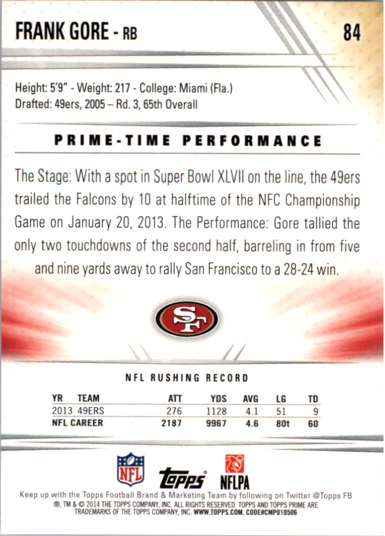 B2373- 2014 Topps Prime FB Card #s 1-150 +Inserts -You Pick- 15+ FREE US SHIP - Picture 173 of 373