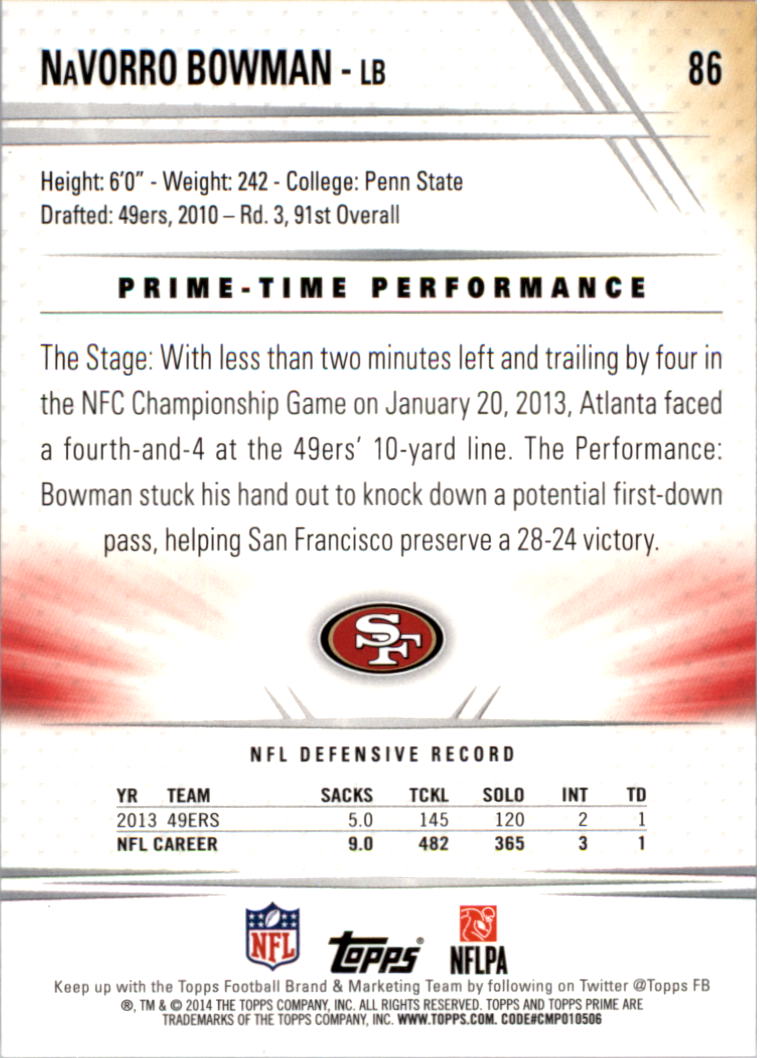 B2373- 2014 Topps Prime FB Card #s 1-150 +Inserts -You Pick- 15+ FREE US SHIP - Picture 177 of 373