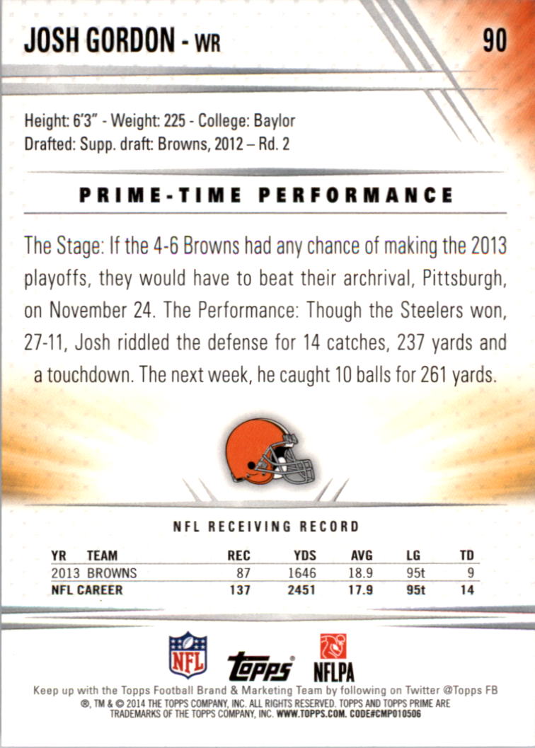 B2373- 2014 Topps Prime FB Card #s 1-150 +Inserts -You Pick- 15+ FREE US SHIP - Picture 187 of 373