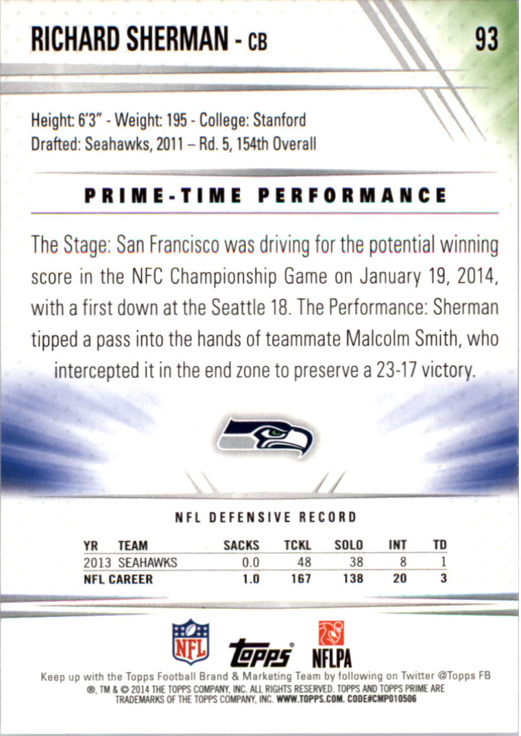 B2373- 2014 Topps Prime FB Card #s 1-150 +Inserts -You Pick- 15+ FREE US SHIP - Picture 193 of 373