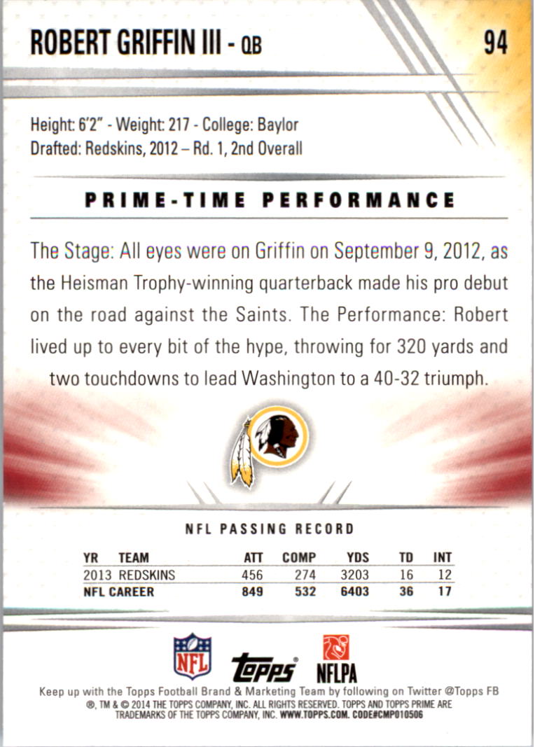 B2373- 2014 Topps Prime FB Card #s 1-150 +Inserts -You Pick- 15+ FREE US SHIP - Picture 195 of 373