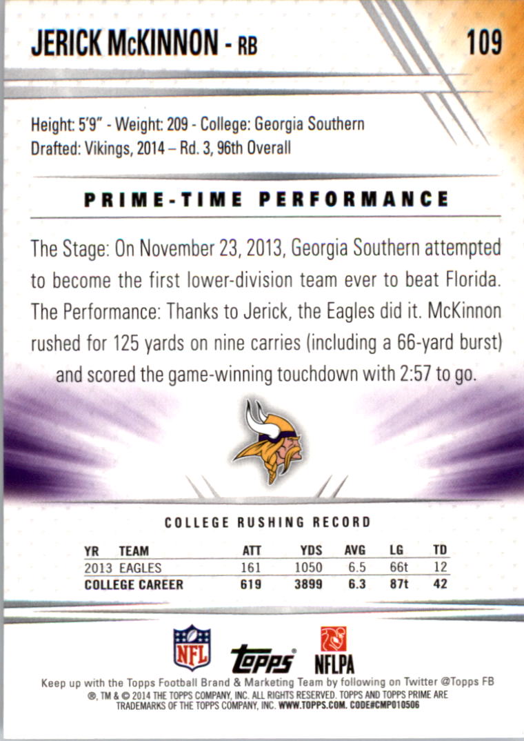 B2373- 2014 Topps Prime FB Card #s 1-150 +Inserts -You Pick- 15+ FREE US SHIP - Picture 225 of 373